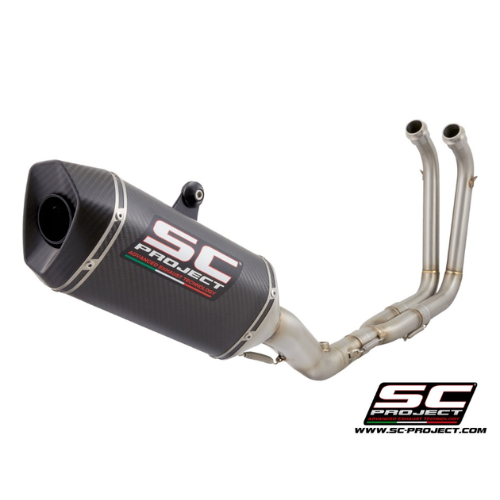 2-1 Stainless Steel Front Bends + SC1-M Carbon Damper Kawasaki Ninja 400 (2018-2020)