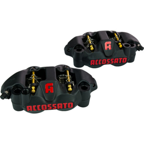Brake Calipers Set Radial Monoblock Pitch 108mm Titanium Pistons Black Anodized