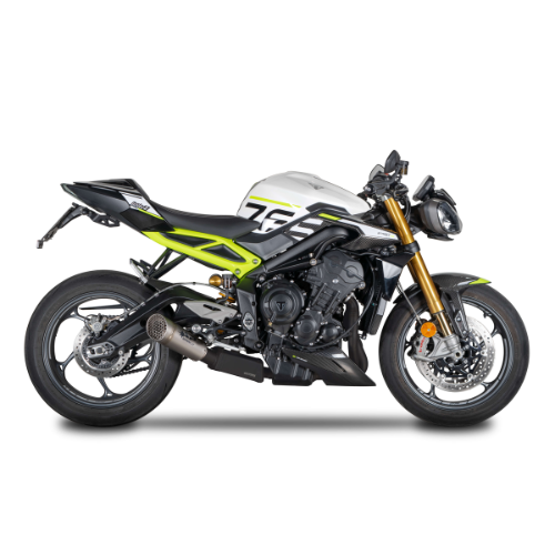 EURO 5 Low Full System: Stainless Steel Front Bends + GRID-O Damper Triumph Street Triple 765 RS/R/Moto2 (2023-2024)