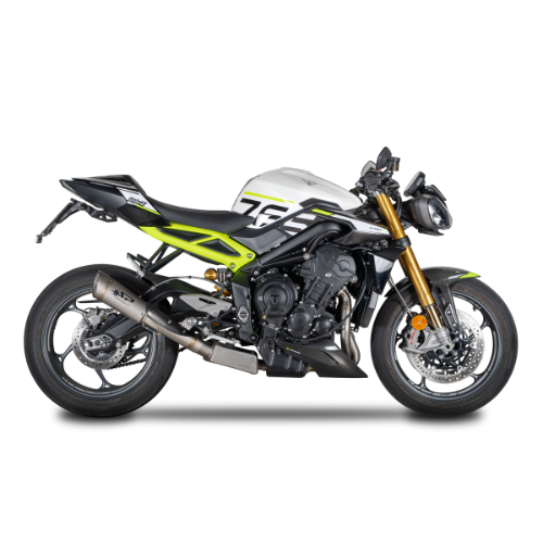 EURO 5 High Full System: Stainless Steel Front Bends + GRID-O Damper Triumph Street Triple 765 RS/R/Moto2 (2023-2024)