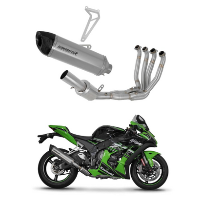 Full System: RVS Voorbochten en Tussendemper + HP5 Titanium Demper Kawasaki ZX-10R (2016-2024)